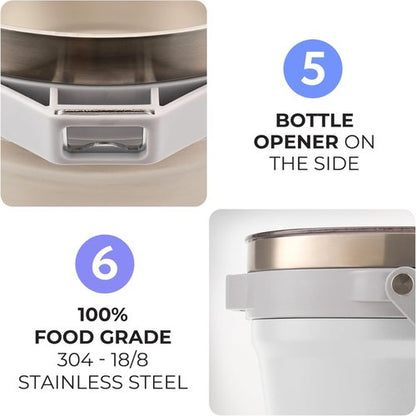 Large Insulated Ice Bucket with Lid – Stainless Steel Ice Bucket and Scoop – Ice Buckets for Parties, Bars – Ice Bucket with Lid and Scoop – Outdoor Ice Bucket, Champagne (Natural Stainless)