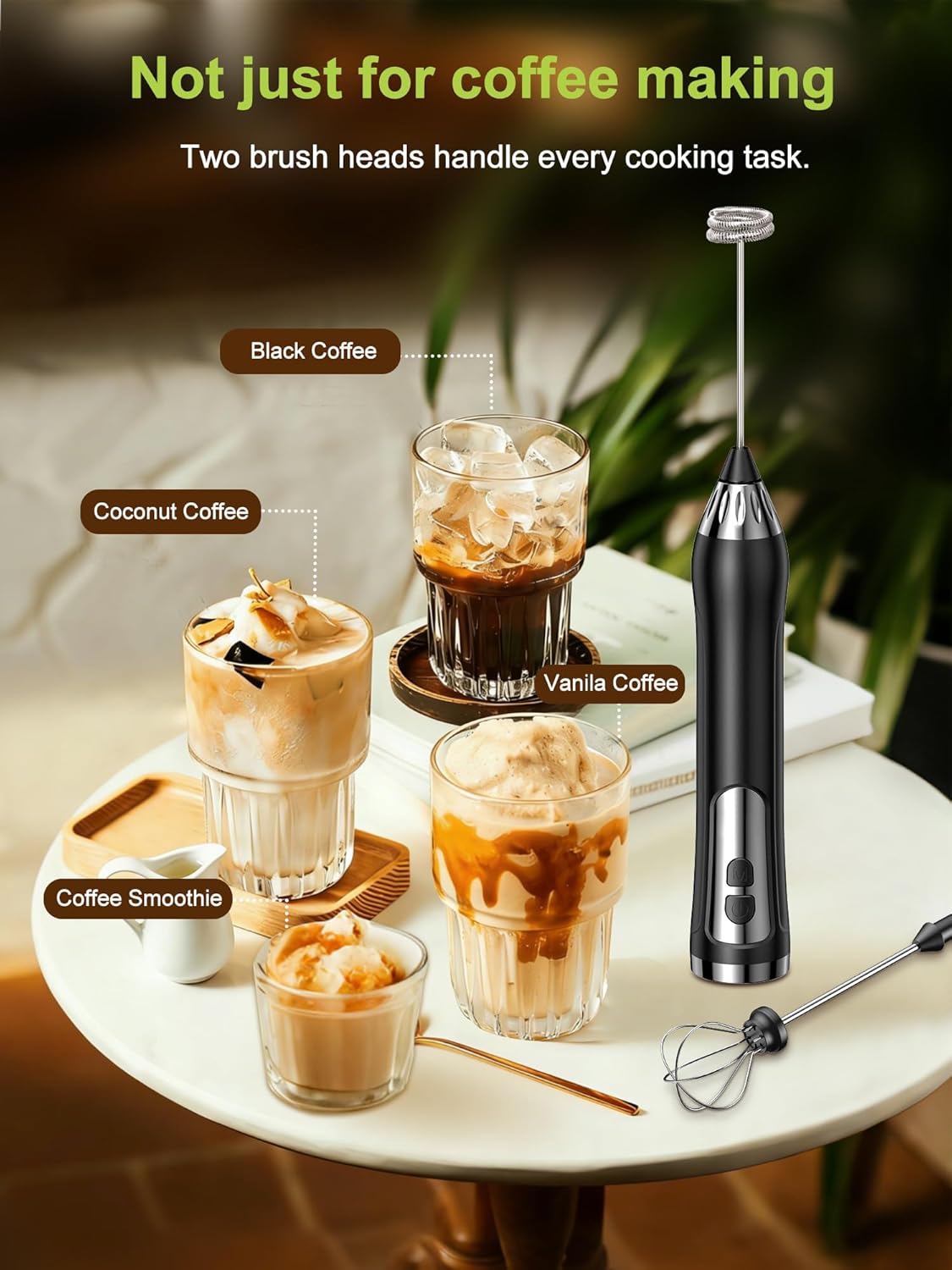 Skiennix Rechargeable Milk Frother - High-Power Handheld Foam Maker for Matcha & Lattes | IP67 Waterproof