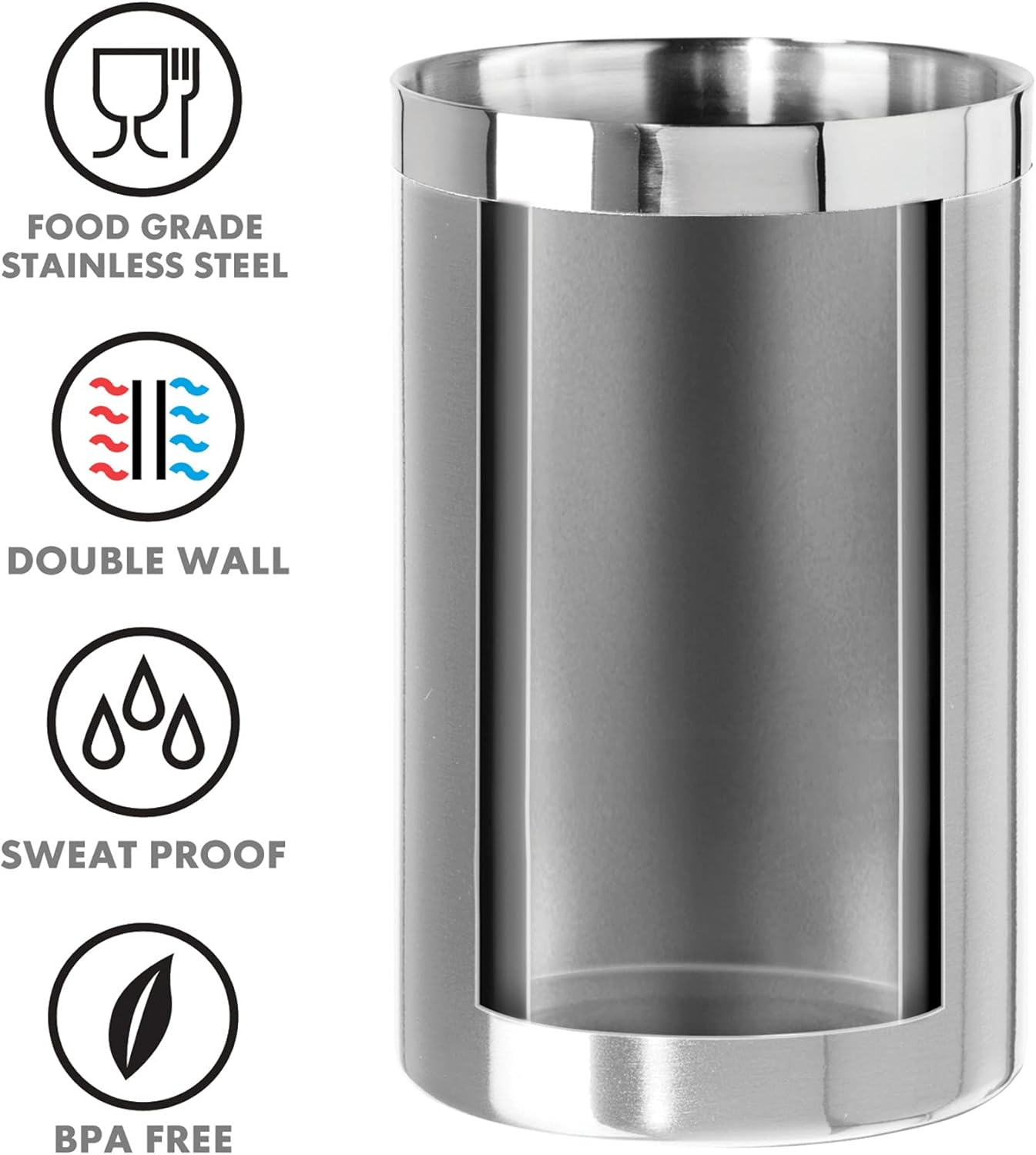Oggi Insulated Ice Bucket with Lid and Stainless Steel Wine Cooler