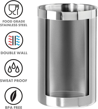 Oggi Insulated Ice Bucket with Lid and Stainless Steel Wine Cooler