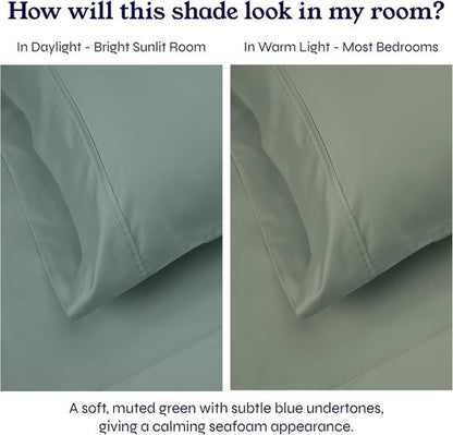California Design Den Pillowcase Set | 400 Thread Count 100% Cotton Sateen | Soft & Breathable | Queen Size - Sage Green