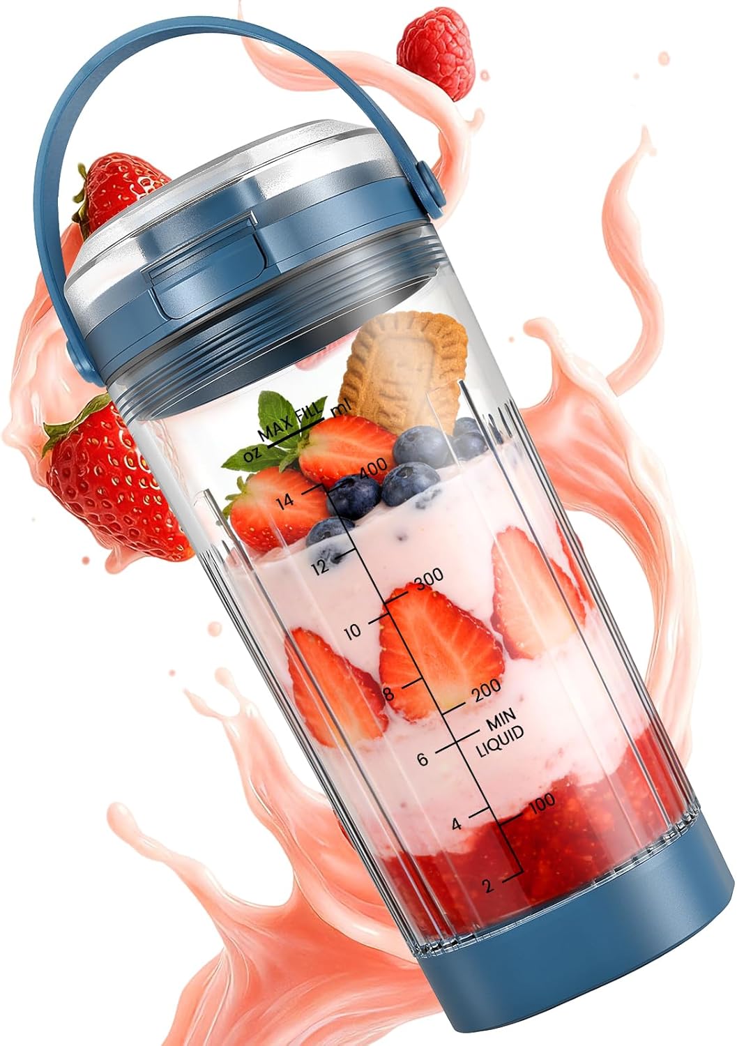 Ninja - Blender Cup Replacement - 18oz Blending Vessel with Sip & Seal Lid - Compatible with BC100 & BC151 (Blue)
