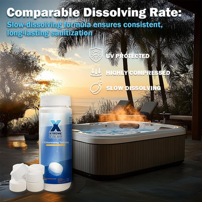 XtremeClear Chlorine Tabs - Slow Dissolving Pool & Spa Sanitizer for Clean, Crystal Clear Water | 1.5 lbs