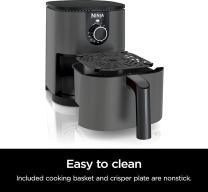 Ninja AF080 Mini Air Fryer - Compact 2-Quart Capacity with Nonstick Surface & Quick Set Timer - Grey