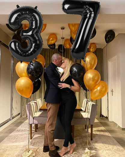 Balloon Number 7 - 40 Inch Black Birthday Decoration for 7th, 17th, 27th, and 70th Celebrations