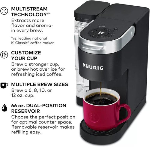 Keurig K-Supreme Coffee Maker - MultiStream Technology, 4 Brew Sizes, 66oz Reservoir, Black (Renewed)