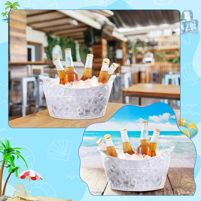 Patelai 6 Pcs Ice Buckets Bulk, Plastic Ice Buckets with Handles, Oval Storage Tub, Large Capacity Drink Tub for Party Bar Wine Beer Champagne Beverage Bottle Cooler(4.5 Liter,Clear)