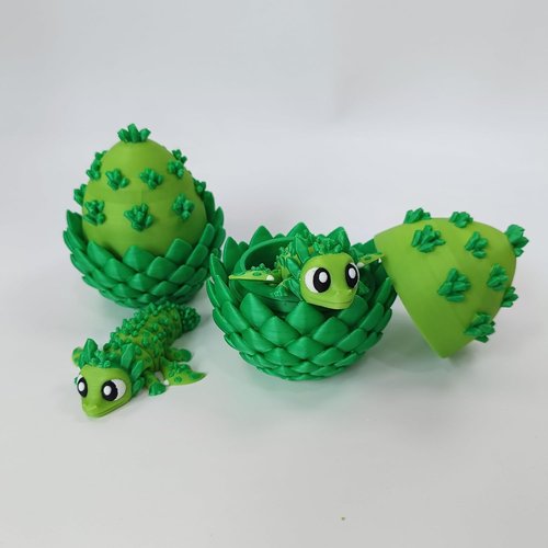 Enchanted 3D Egg - Handcrafted Collectible with Miniature Green Crystal Dragon & Egg | Fantasy Decor Gift