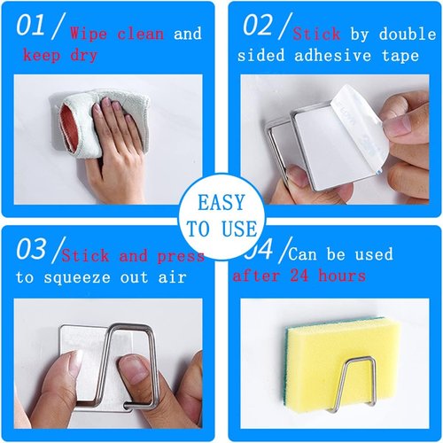 LYART Premium Sink Sponge Holder - 4Pcs SUS304 Stainless Steel, Waterproof & Rustproof, Quick Drying