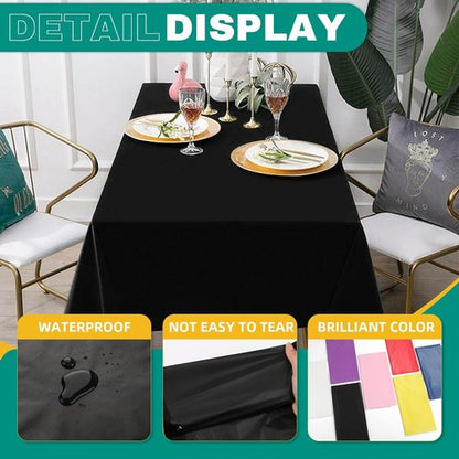 30 Pack Black Plastic Tablecloths | Disposable 54 x 108 Inch Covers for Rectangular Tables - Perfect for Parties & Events
