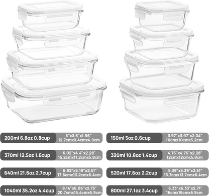 Vtopmart Glass Food Storage Containers - 8 Pack with Airtight Lids | BPA-Free Meal Prep for Microwave & Oven
