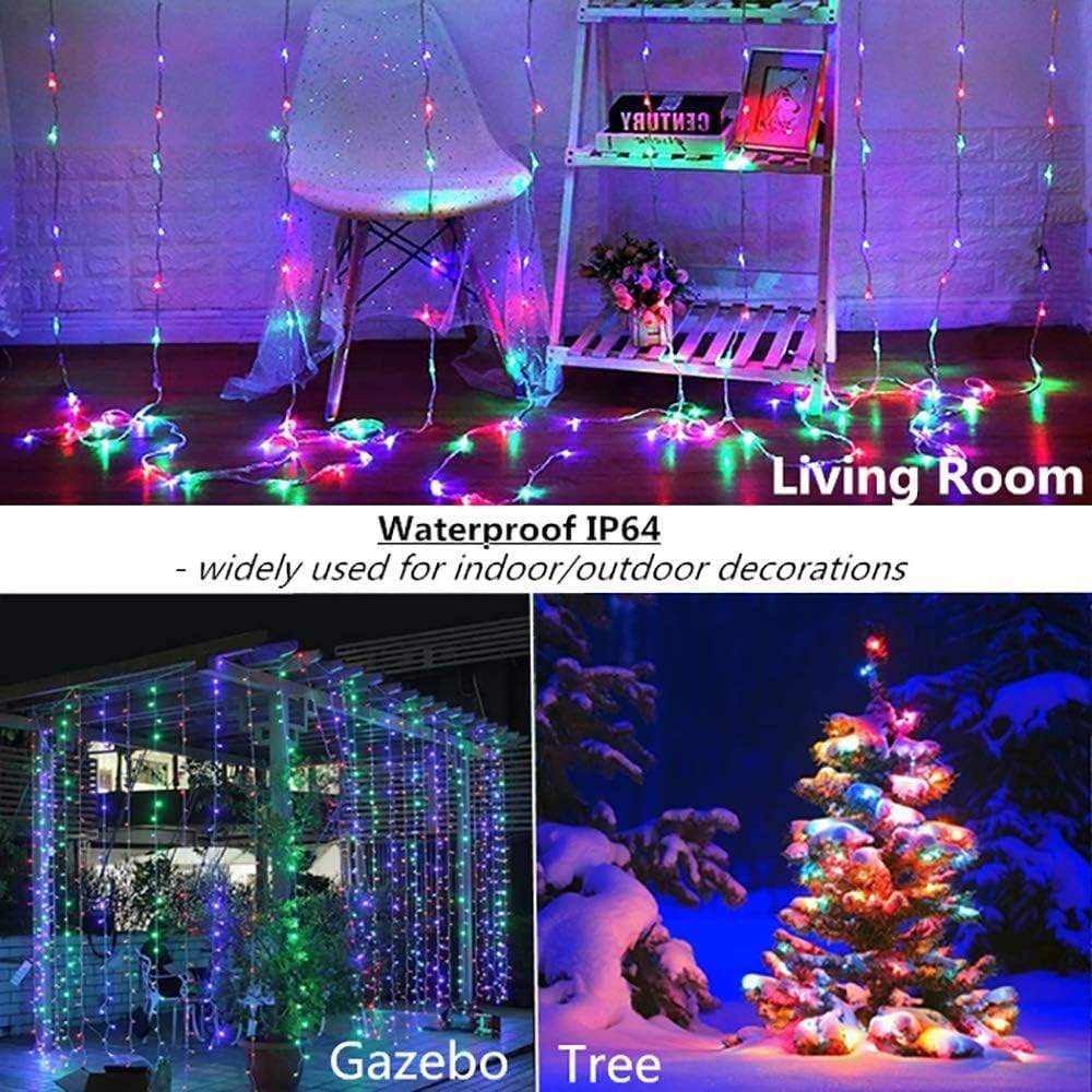 Skiennix Curtain Lights - 300 LED Twinkle String Lights for Bedroom & Wedding Decor | 9.8x9.8 Ft