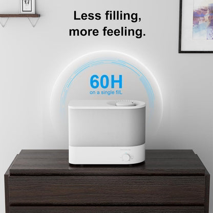 MEGAWISE 2025 Large Capacity Humidifier - 6L Top Fill Design, Ultra Quiet Cool Mist for Bedroom & Nursery (White)