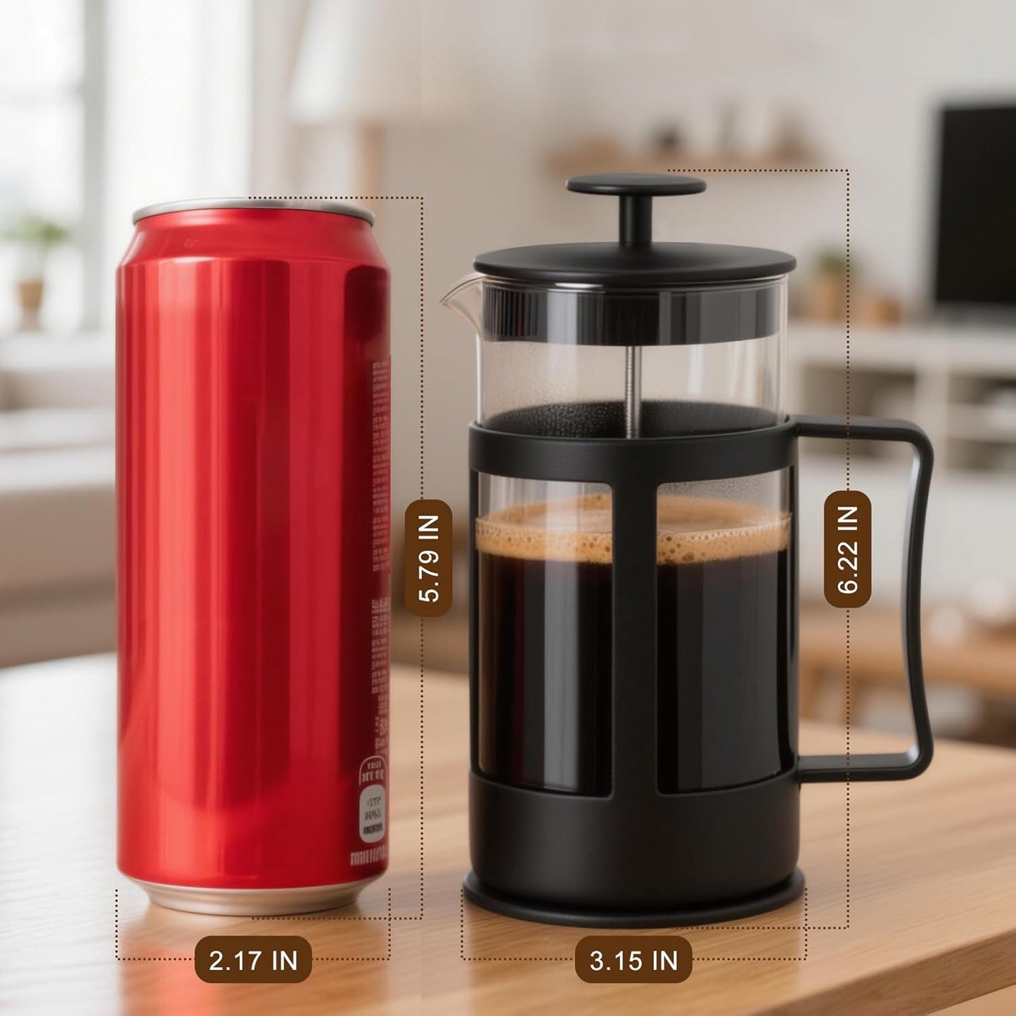 Skiennix Mini French Press Coffee Maker - Heat Resistant Borosilicate Glass | 12oz Black Coffee & Tea Pot