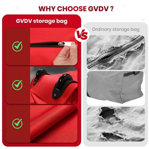 GVDV Rolling Christmas Tree Storage Bag - Fits 7.5 Ft Trees | Waterproof Heavy-Duty Canvas, Red