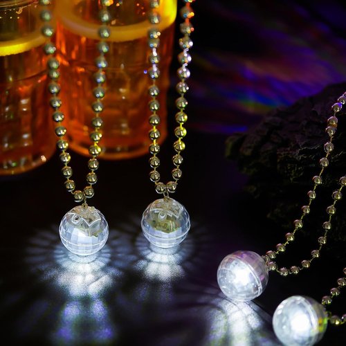 Henoyso LED Disco Ball Necklaces - 24 Pcs Colorful Light-Up Party Favors for Bachelorette & Birthdays