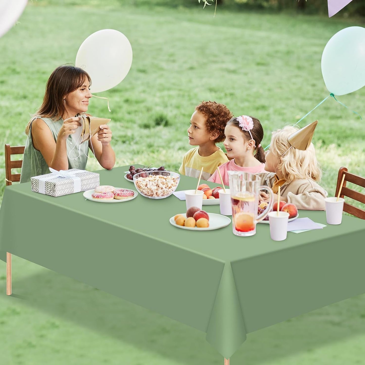 Skiennix Sage Green Tablecloths - Waterproof Disposable Covers for Rectangle Tables | 54 x 108 Inch, 3-Pack