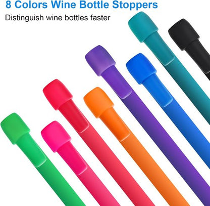 8 Pack Silicone Wine Stopper, Wine Stoppers for Wine Bottles, Wine Seal Stopper Can Be Reused to Keep Wine Fresh, by Brusoon (Multicolor)
