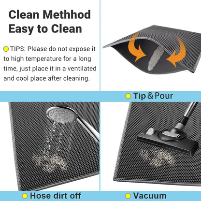 Pieviev Cat Litter Mat - Double Layer Waterproof Urine-Proof Design | Gray, 24x15 Inch