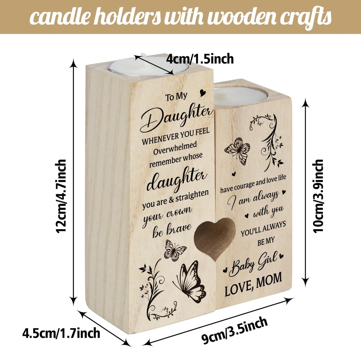 SteadStyle Candle Holders for Daughters - Heartfelt Gifts from Mom for Mother's Day, Birthdays & More