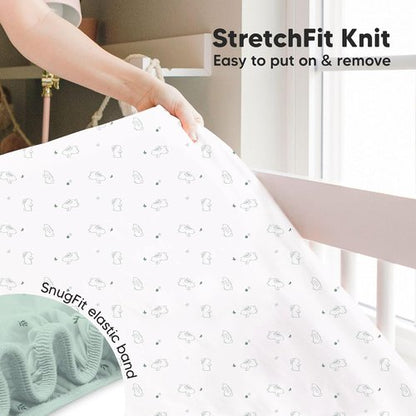 KeaBabies Baby Crib Sheets - Soft & Cozy 2-Pack Viscose Bamboo Fitted Toddler Bed Sheets | 52x28 (Bunnies)