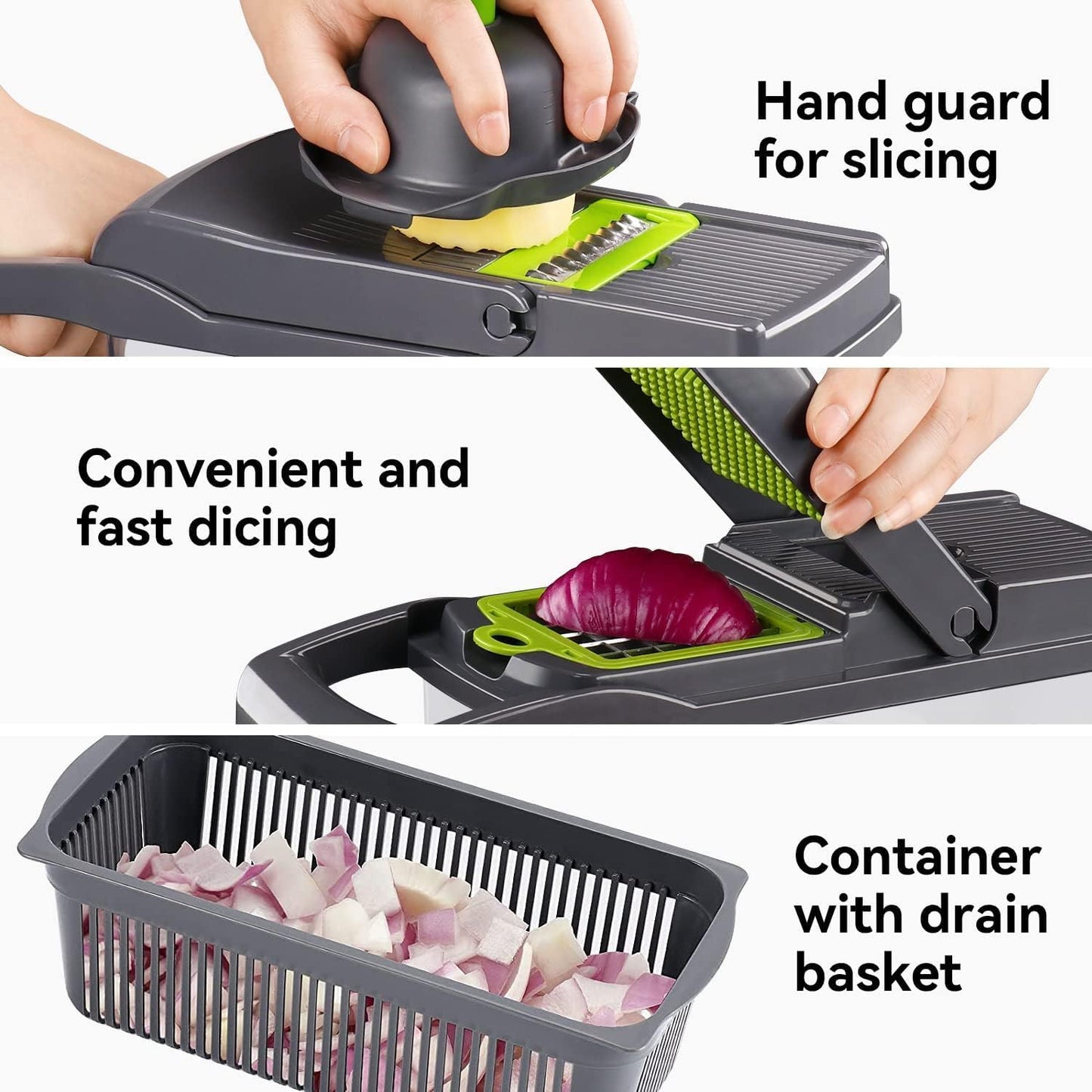 Skiennix Multi-Function Vegetable Chopper - 12-in-1 Pro Veggie Slicer & Dicer with Container for Easy Meal Prep