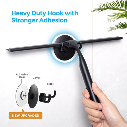 Quntis 12-Inch Shower Squeegee - Heavy-Duty Black Glass Cleaner with Non-Slip Handle & Hooks