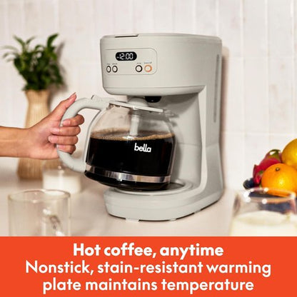 BELLA 12-Cup Programmable Coffee Maker - Easy LCD Display, Auto Shutoff, Reusable Accessories, 900 Watts