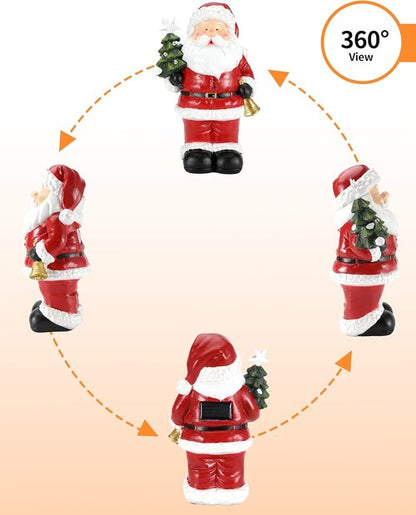 iStatue Santa Claus Decorations - 9.5” Hand-Painted Solar-Powered Resin Statue for Outdoor Patio Decor
