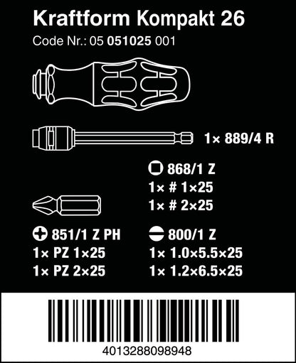Wera KK 26 7-In-1 Bitholding Screwdriver - Removable Bayonet Blade for Versatile Use