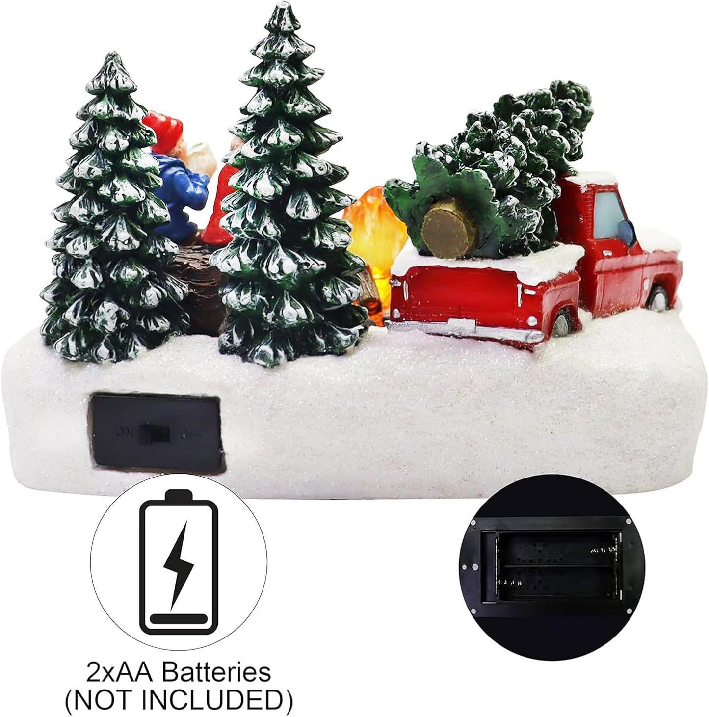 Moments In Time Christmas Village Scene - LED Campfire Display | Battery Operated (4.3" H x 6.6" W x 4.3" D)