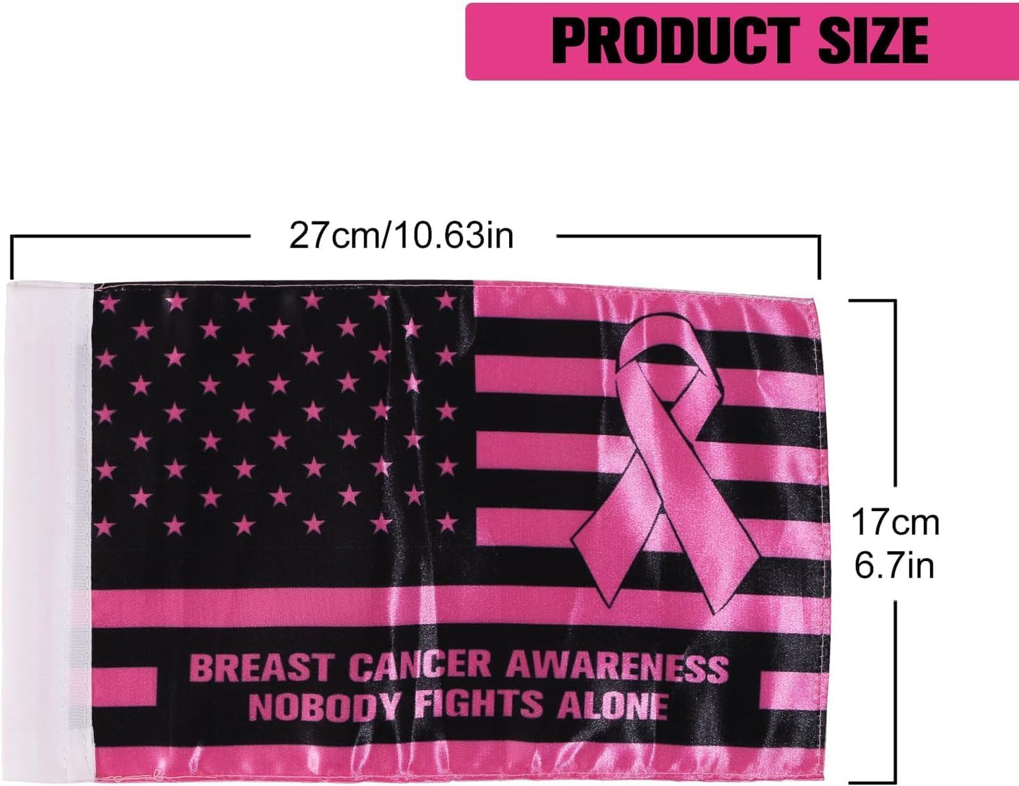 Rouge Motorcycle Flag - 6x10 Inch Double-Sided Breast Cancer Awareness Design | Durable Satin Polyester