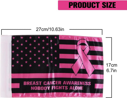 Rouge Motorcycle Flag - 6x10 Inch Double-Sided Breast Cancer Awareness Design | Durable Satin Polyester
