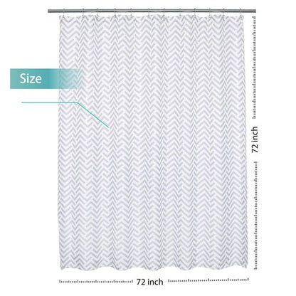 Mrs Awesome Fabric Shower Curtain with Geometric Pattern, Hotel Grade, Water Repellent, Washable, White and Gray, 72 x 72 inches