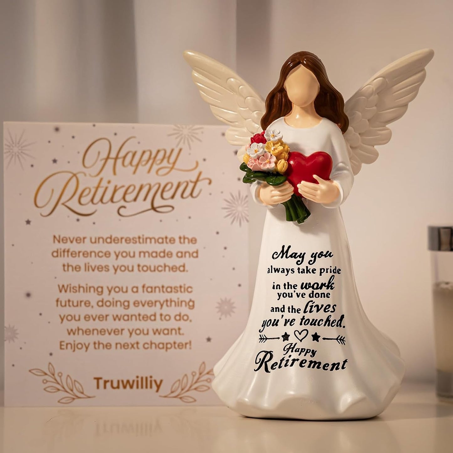 Skiennix Angel Figurine - 7.1" Retirement Gift for Women | Happy Retirement Card & Home Decor