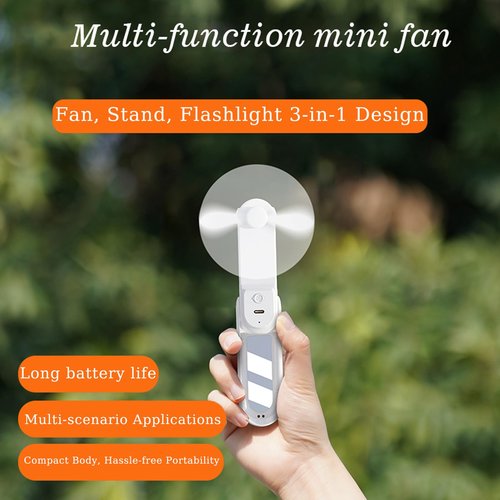 BomCot Mini Portable Handheld Fan, 3-in-1 Foldable Fan 3-Speed Levels USB Rechargeable Desktop Fans, Small Pocket Fans for Travel/Office/Home