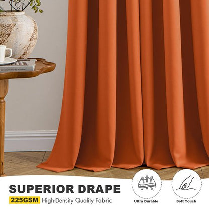 MIULEE Orange Blackout Curtains for Bedroom Living Room 84 Inches Long 2 Panels, Thermal Insulated Room Darkening Fall Drapes Solid Grommet Noise Reduction Light Blocking Window Treatments 40x84 Inch