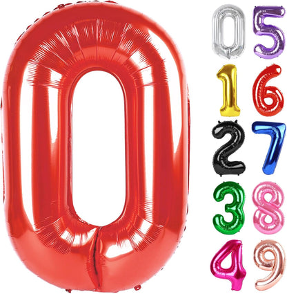 Red Number 0 Balloon - 40 Inch Birthday Decoration for Milestone Celebrations | Party Supplies