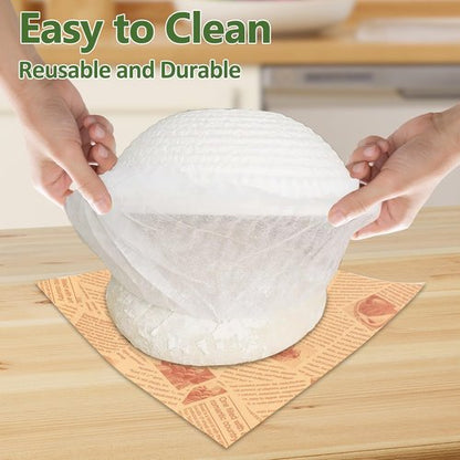 100 Pack Banneton Bread Proofing Basket Liner,21" Bread Bowls Liner Non-Stick Dough,BPA-Free Non Woven Sourdough Bread Basket Liners,Elastic Banneton Liners for Prevents Dough from Sticking to Basket