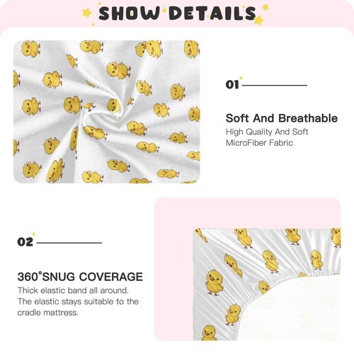 Baby Crib Sheet Rubber Ducks Crib Mattress for Boys and Girls Playard Sheet Soft Breathable Fitted Baby Mattress Cover 52x28in