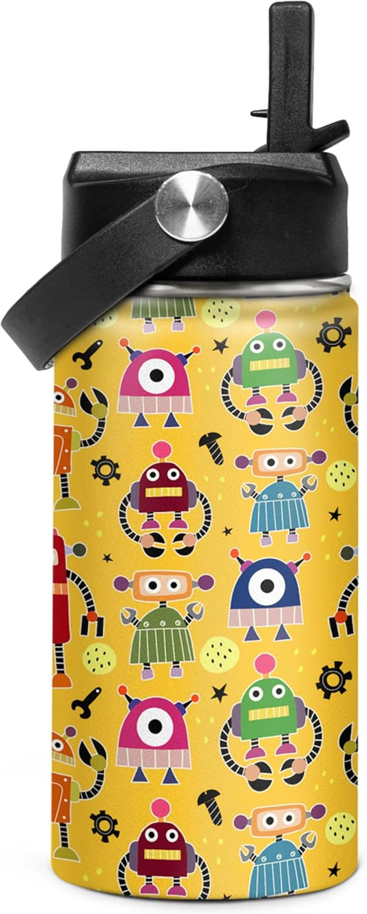 Skiennix Kids Water Bottle - Insulated 12oz Stainless Steel Tumbler with Straw | Perfect for School & Travel