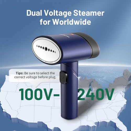 KEENSTAR Travel Steamer - Dual Voltage Handheld Fabric Wrinkle Remover | Fast 15s Heat-Up, 1200W