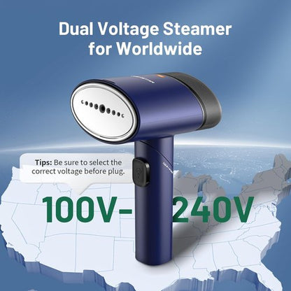 KEENSTAR Travel Steamer - Dual Voltage Handheld Fabric Wrinkle Remover | Fast 15s Heat-Up, 1200W