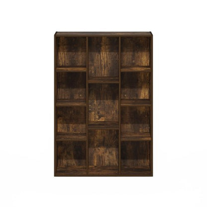 Furinno LUDER Book Shelf, 11-Cube Bookshelf, Reversible Bookcase, 9.4 x 29.1 x 41.7, Easy Assembly, for Living Room, Bedroom, Home Office, Amber Pine