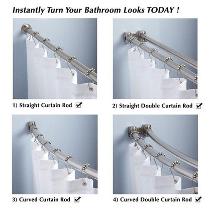 Uigos Premium Shower Curtain Rings Set of 12, Rust-Resistant Stainless Steel Hooks with Smooth Glide Roller Balls, Heavy-Duty Secure Closing, Chrome