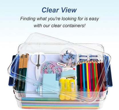CATOOMUU Portable Project Case - 5.5qt Clear Stackable Storage Box with Snap-Tight Latch | Ideal for A4 Files & Crafts