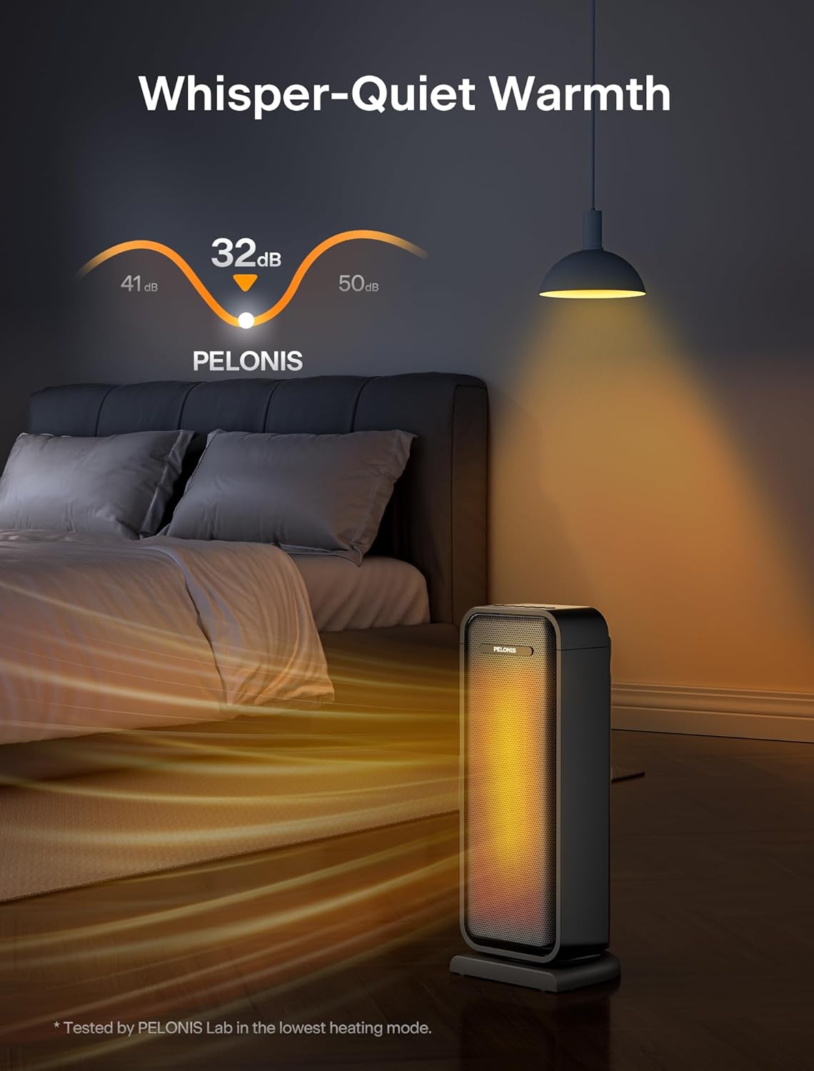 Pelonis 1500W Electric Space Heater - Portable Ceramic Heater with Thermostat & Remote | Ideal for Bedroom & Office