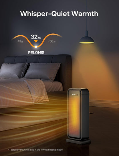 Pelonis 1500W Electric Space Heater - Portable Ceramic Heater with Thermostat & Remote | Ideal for Bedroom & Office