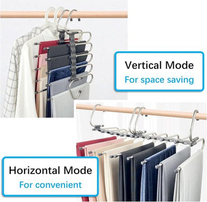 Magic Pants Hangers - Space-Saving 2-Pack Closet Organizer with 10 Metal Clips for Trousers & Scarves