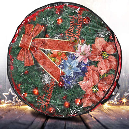 Propik Christmas Wreath Storage Bag - Tear-Resistant Holiday Container with Clear Window | 36" X 36" X 8" (Red)